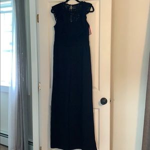 Black lace top romper